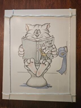 Cat Bathroom Art by A. Langston, NEW